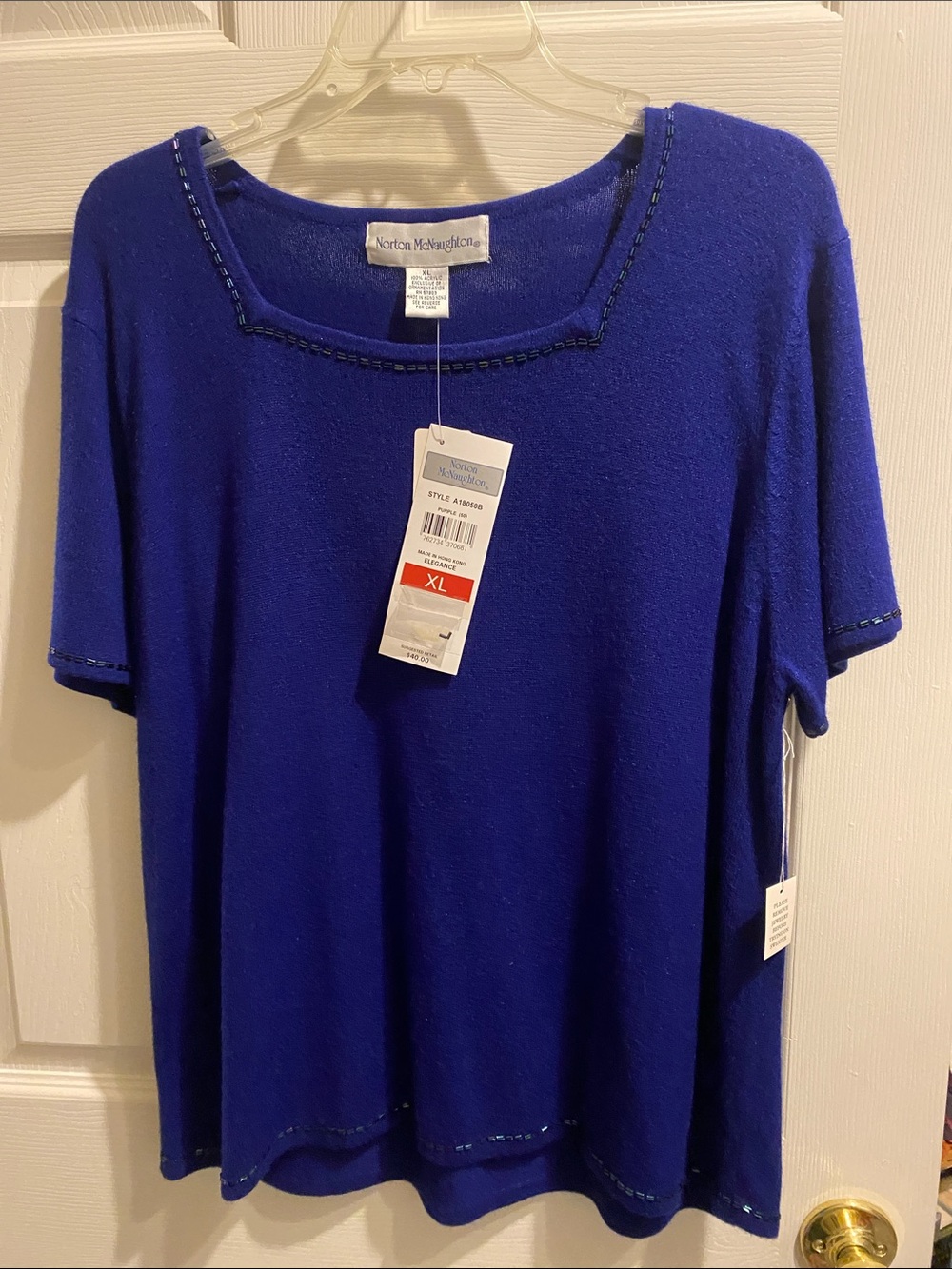 Norton McNaughton Cobalt Blue Short Sleeve Knit Top